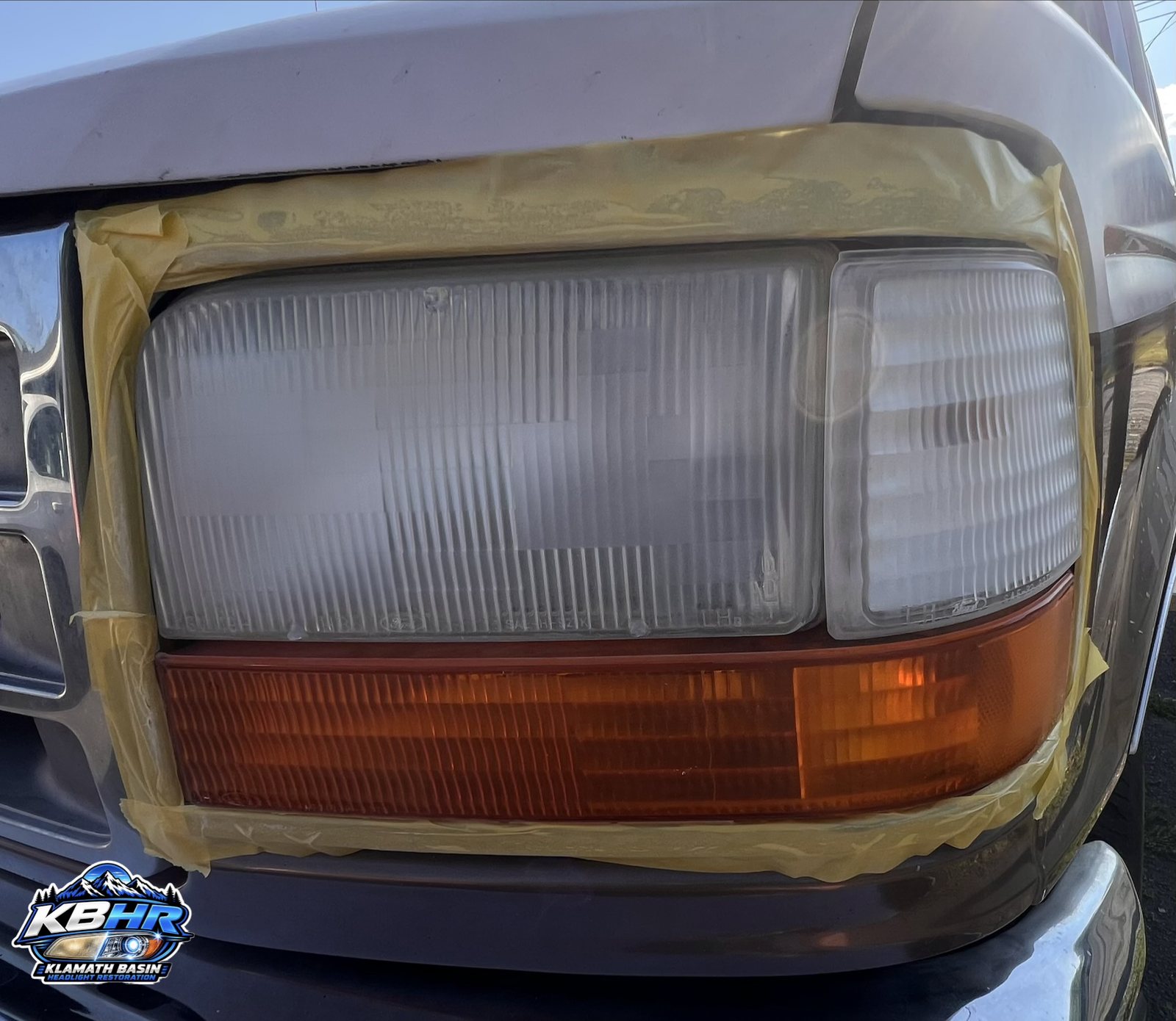 Ford truck headlight before KBHR restoration