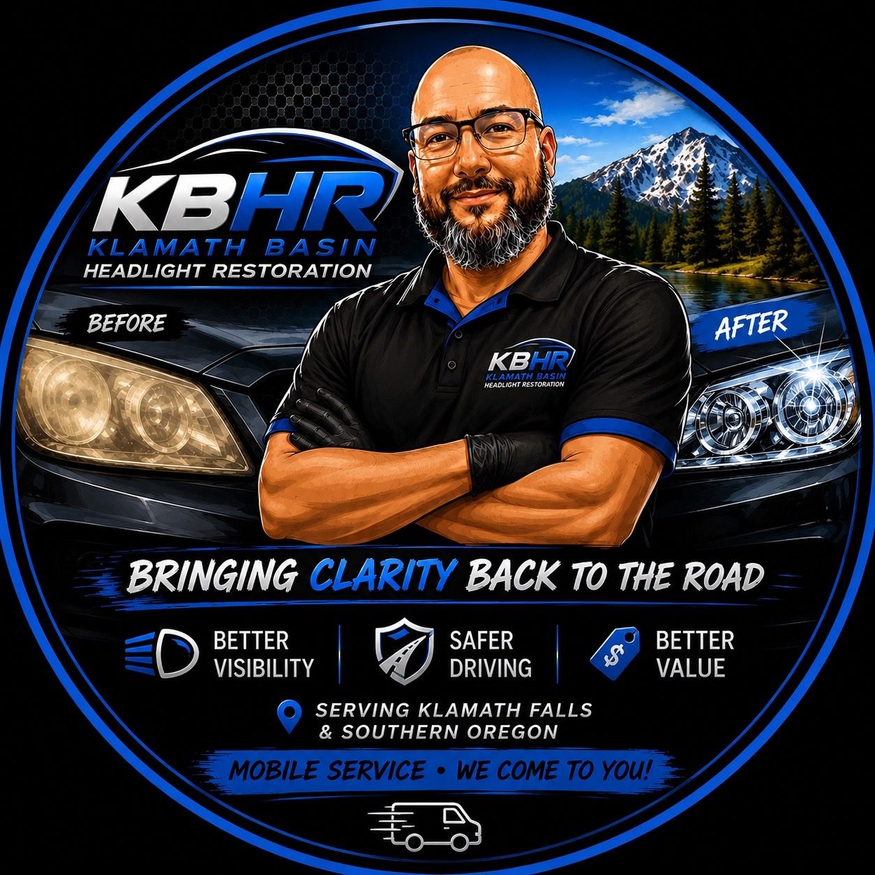 KBHR Klamath Basin Headlight Restoration branding